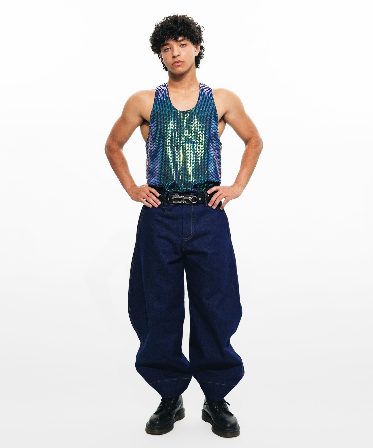 Matrix Sequin Denim Tank Top