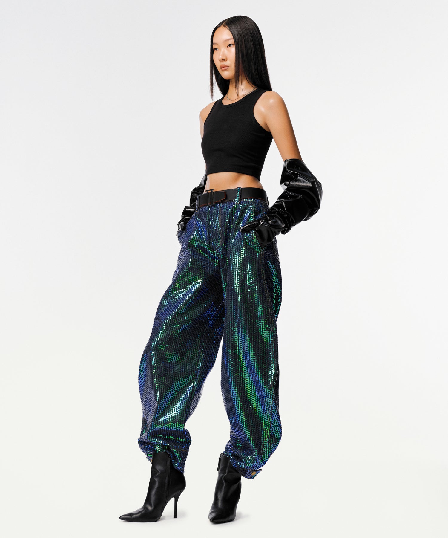 Unisex Matrix Sequin Horseshoe Jeans